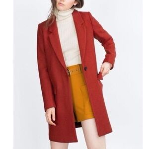 ZARA Trafaluc Red Wool Blend Coat